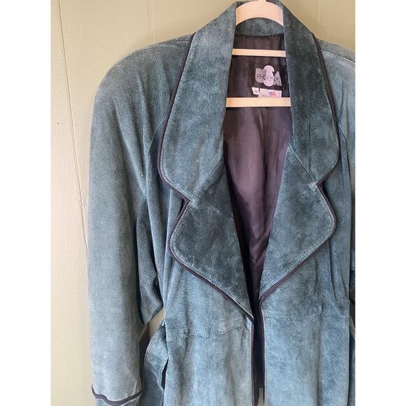 Phoenix Vintage Jacket Womens Size Small Rare Green Suede Coat 90s y2k - Picture 4 of 11